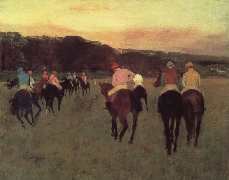 Race horses in Longchamp, Edgar Degas